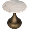 Noir Mateo Side Table, Aged Brass - Industrial Steel & White Marble, 18"