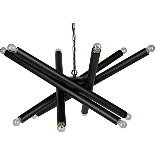 Noir Lex Chandelier, Black Steel