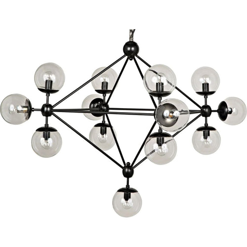 Noir Pluto Chandelier, Small, Black Steel