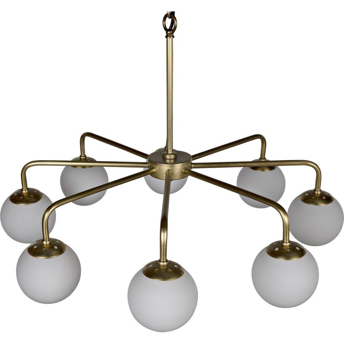 Noir Larenta Chandelier, Antique Brass & Glass