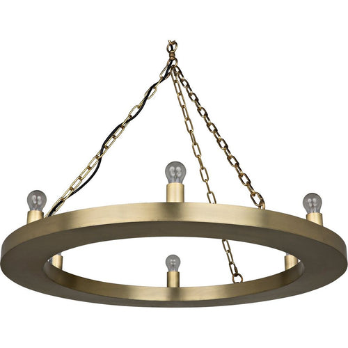 Noir Ciro Chandelier, Metal w/ Brass Finish