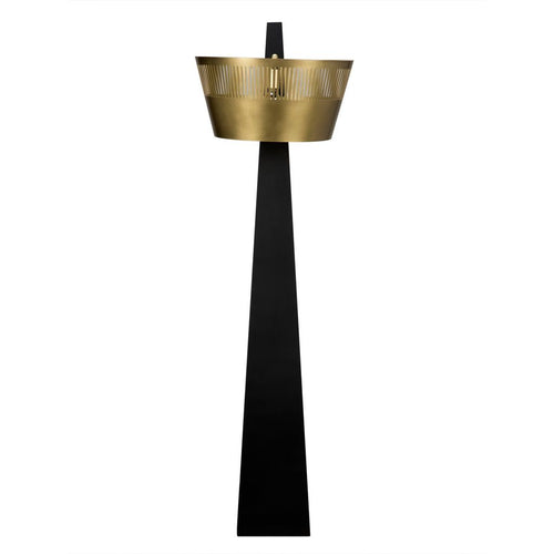 Noir Claudius Floor Lamp, Black of Brass Finished Steel - Metal