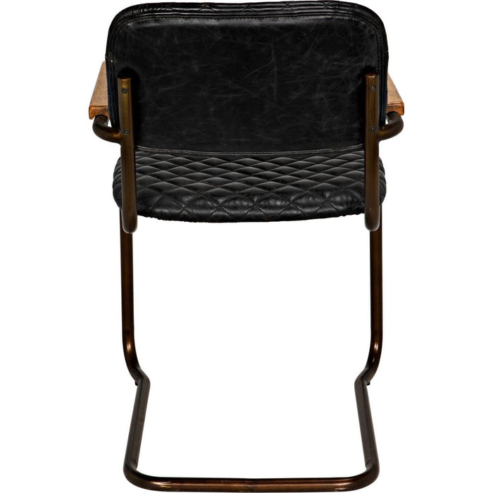 Noir 0045 Dining Arm Chair, Vintage Black Leather, 22" W