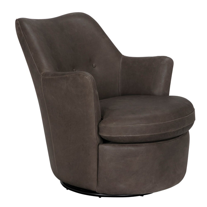 Primary vendor image of Noir Hotchkiss Swivel Arm Chair - Industrial Steel, Leather, 30" W