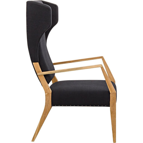 Noir Narciso Chair, Teak w/ Black Woven Fabric, 27" W