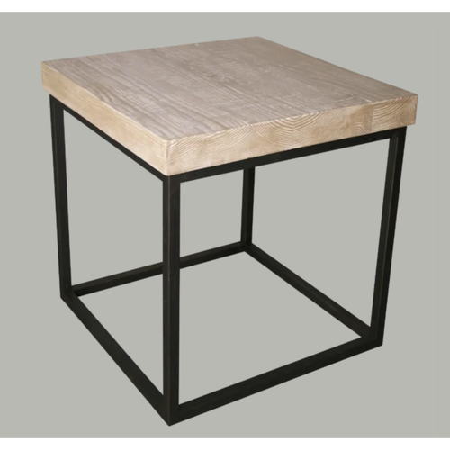 CFC Marin Reclaimed Wood/Steel Square Side Table, 24" Sq.