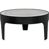 Noir Cylinder Round Coffee Table - Industrial Steel & Bianco Crown Marble, 36"