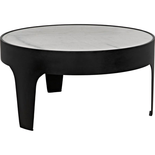 Primary vendor image of Noir Cylinder Round Coffee Table - Industrial Steel & Bianco Crown Marble, 36"