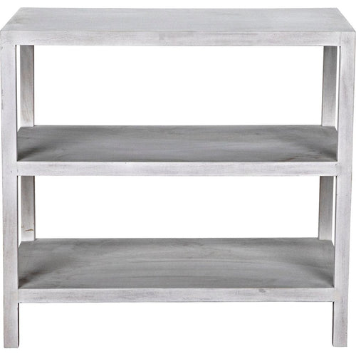 Noir 2 Shelf Side Table, White Wash - Mahogany & Veneer, 18"
