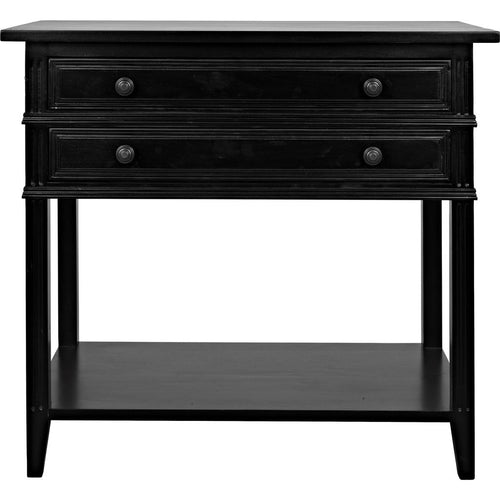 Noir Colonial 2-Drawer Side Table, Distressed Black - Birch & Veneer, 20"