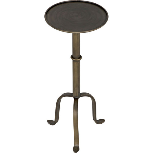 Noir Tini Side Table, Metal w/ Aged Brass Finish, 10"