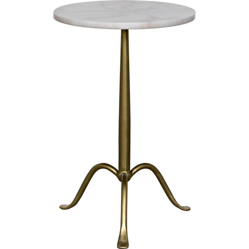 Noir Cosmopolitan Side Table - Industrial Steel & Bianco Crown Marble, 15"