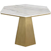 Noir Demetria Table - Industrial Steel & Bianco Crown Marble, 37.5"