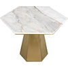 Noir Demetria Table - Industrial Steel & Bianco Crown Marble, 37.5"