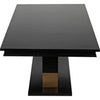 Noir Ravenko Dining Table - Mahogany, Industrial Steel Base, & Veneer, 44.5"