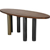 Noir Journal Oval Dining Table, Dark Walnut w/ Black & Aged Brass Steel Base, 32"