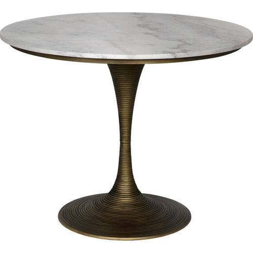 Primary vendor image of Noir Joni Table 36", Aged Brass Finish - Industrial Steel & Bianco Crown Marble
