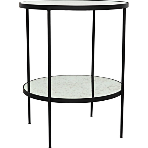 Primary vendor image of Noir Anna Side Table, Black Steel w/ Antiqued Mirror, 25"