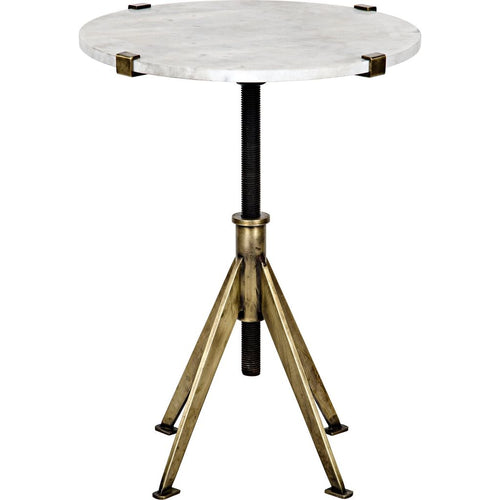 Primary vendor image of Noir Edith Adjustable Side Table, Small - Industrial Steel & Bianco Crown Marble, 20.5"