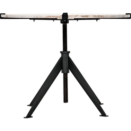 Noir Edith Adjustable Side Table, Large - Industrial Steel & Bianco Crown Marble, 30.5"