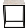 Noir Manning Side Table, Small - Industrial Steel & Bianco Crown Marble, 16.5"