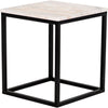 Noir Manning Side Table, Small - Industrial Steel & Bianco Crown Marble, 16.5"