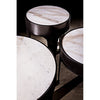 Noir Cylinder Side Table, Large - Industrial Steel & Bianco Crown Marble, 24"