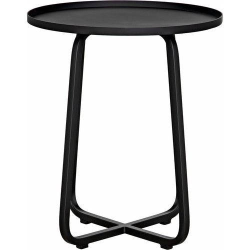 Noir Kimana Side Table, Black Steel, 20.5"