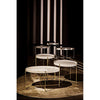Noir Chuy Side Table - Industrial Steel & Bianco Crown Marble, 25"