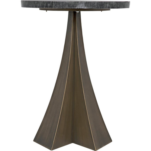 Noir Hortensia Side Table - Industrial Steel & Black Marble, 18"