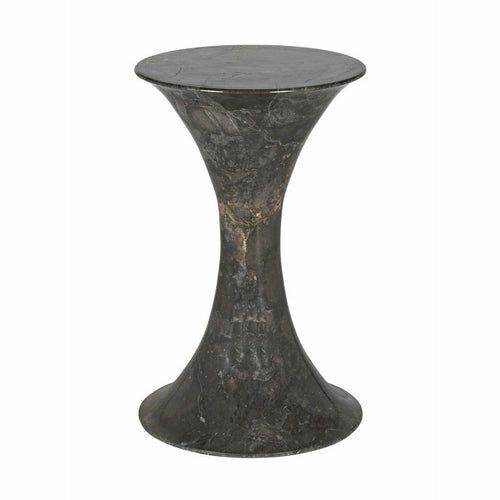 Noir Furniture Calitri Side Table, Brown Marble, 15" D x 15" W