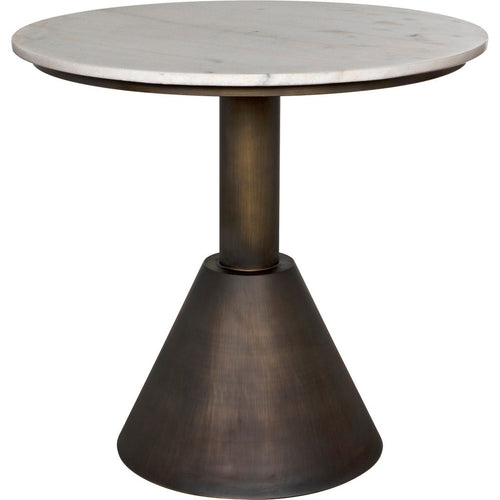 Primary vendor image of Noir Joseph Side Table, Aged Brass - Industrial Steel & White Marble, 30"