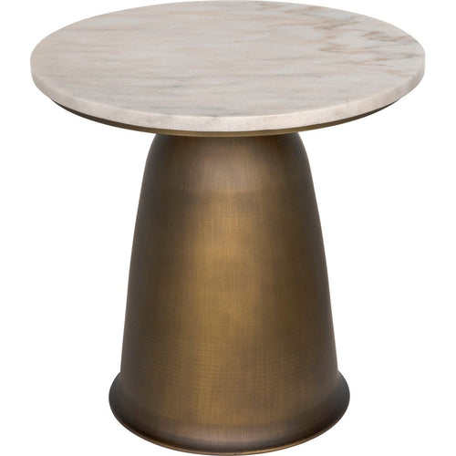 Primary vendor image of Noir Aiden Side Table, Aged Brass - Industrial Steel & White Marble, 18"