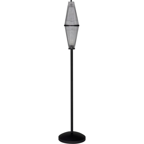 Noir Petra Floor Lamp - Industrial Steel & Handblown Glass