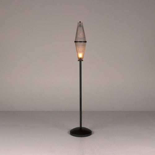 Primary vendor image of Noir Petra Floor Lamp - Industrial Steel & Handblown Glass