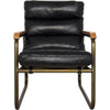 Noir Cowhide Arm Chair - Walnut, Industrial Steel & Leather, 23" W