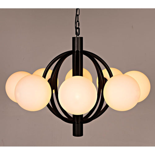 Primary vendor image of Noir Carousel Chandelier - Industrial Steel & Frosted Globes