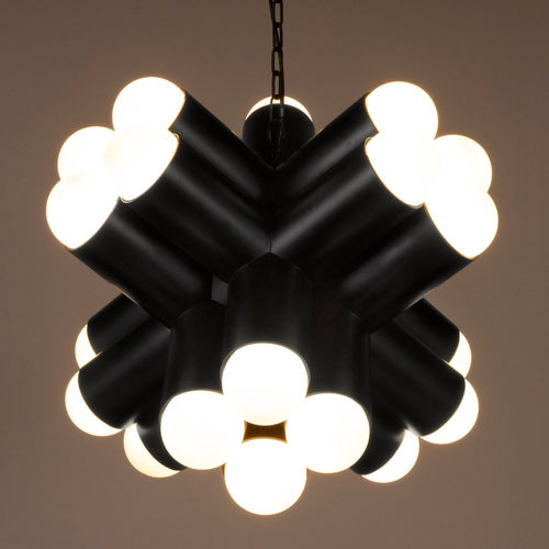 Primary vendor image of Noir Massimo Chandelier - Industrial Steel & Frosted Globe