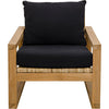 Noir Martin Chair, Teak Frame, Woven Seat, Black Woven Fabric, 28" W