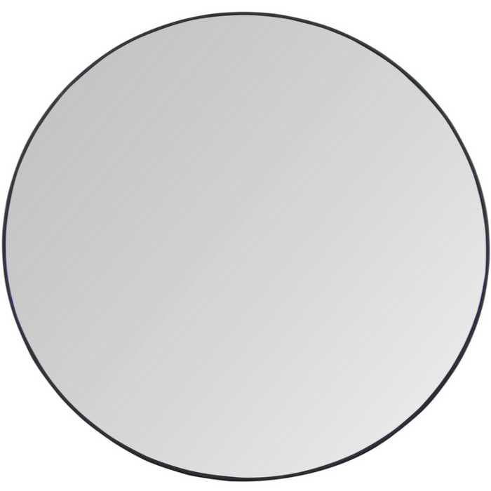 CFC Argie Modern Black Edge Reclaimed Steel Round Mirror, 48" Dia. (Large)