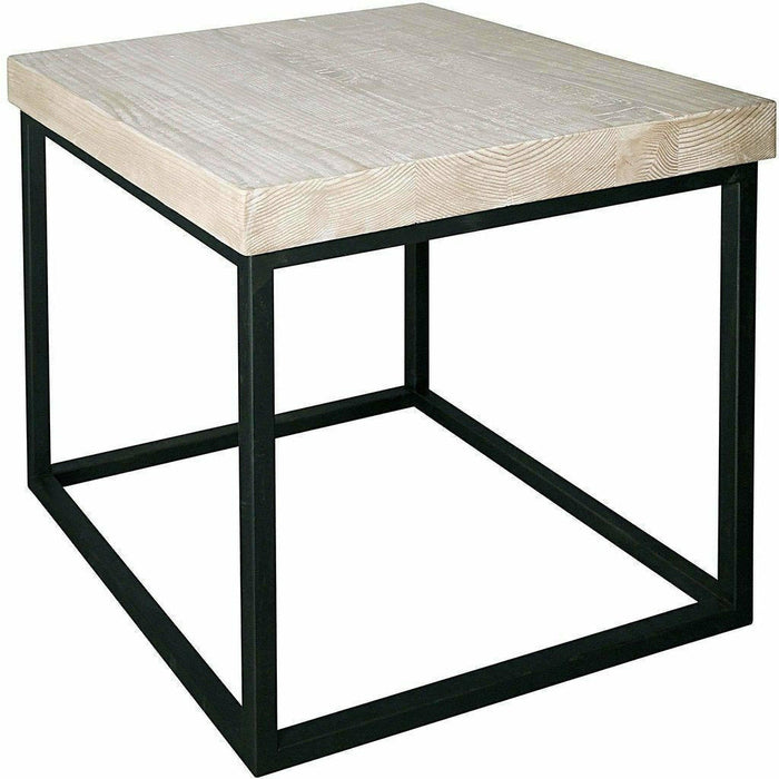 CFC Marin Reclaimed Wood/Steel Side Table, Gray Wash-Side Tables-CFC-Heaven's Gate Home, LLC