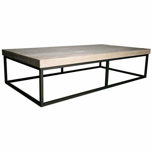 CFC Marin Reclaimed Lumber/Steel Coffee Table, Gray Wash, 68" L (Large)-Coffee/Cocktail Tables-CFC-Heaven's Gate Home, LLC