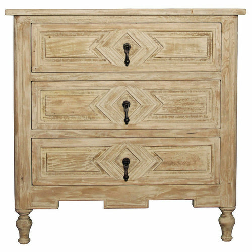 CFC Anderson Reclaimed Douglas Fir Carved Nightstand, Gray Wash, 30" W