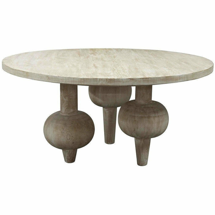 CFC Julie Reclaimed Lumber Dining Table, Gray Wash, 60" Round-Dining Tables-CFC-Heaven's Gate Home, LLC